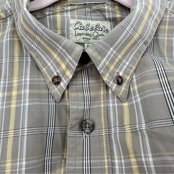CABELA’S Men’s Angler Plaid Tan/Yellow Button Down Shirt Size XL Regular - Picture 6 of 15